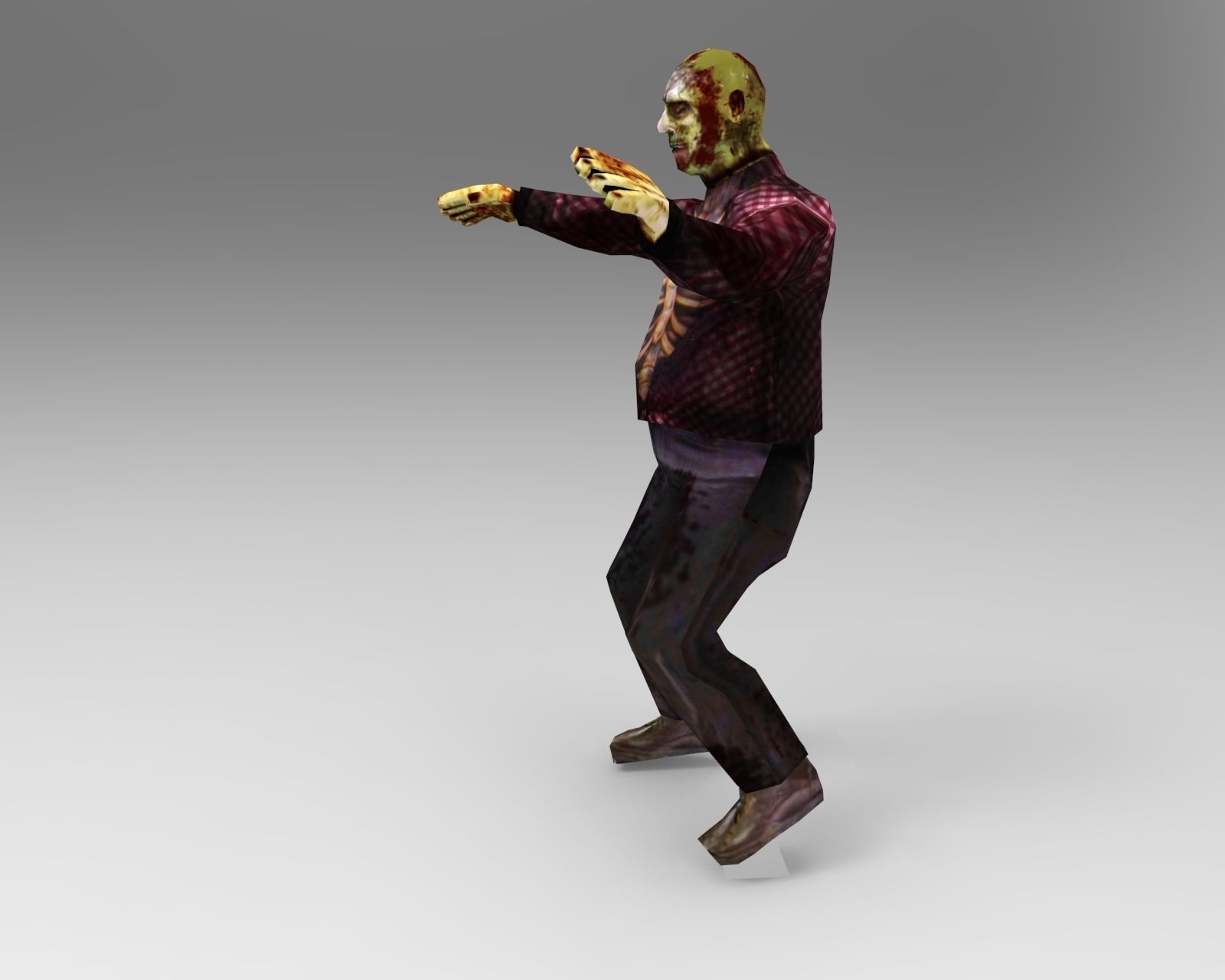 Zombie male Rigged and animated Character Low-poly 3D model_4