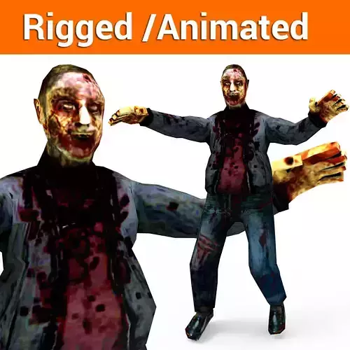 Zombie Male Rigged and animated Character 