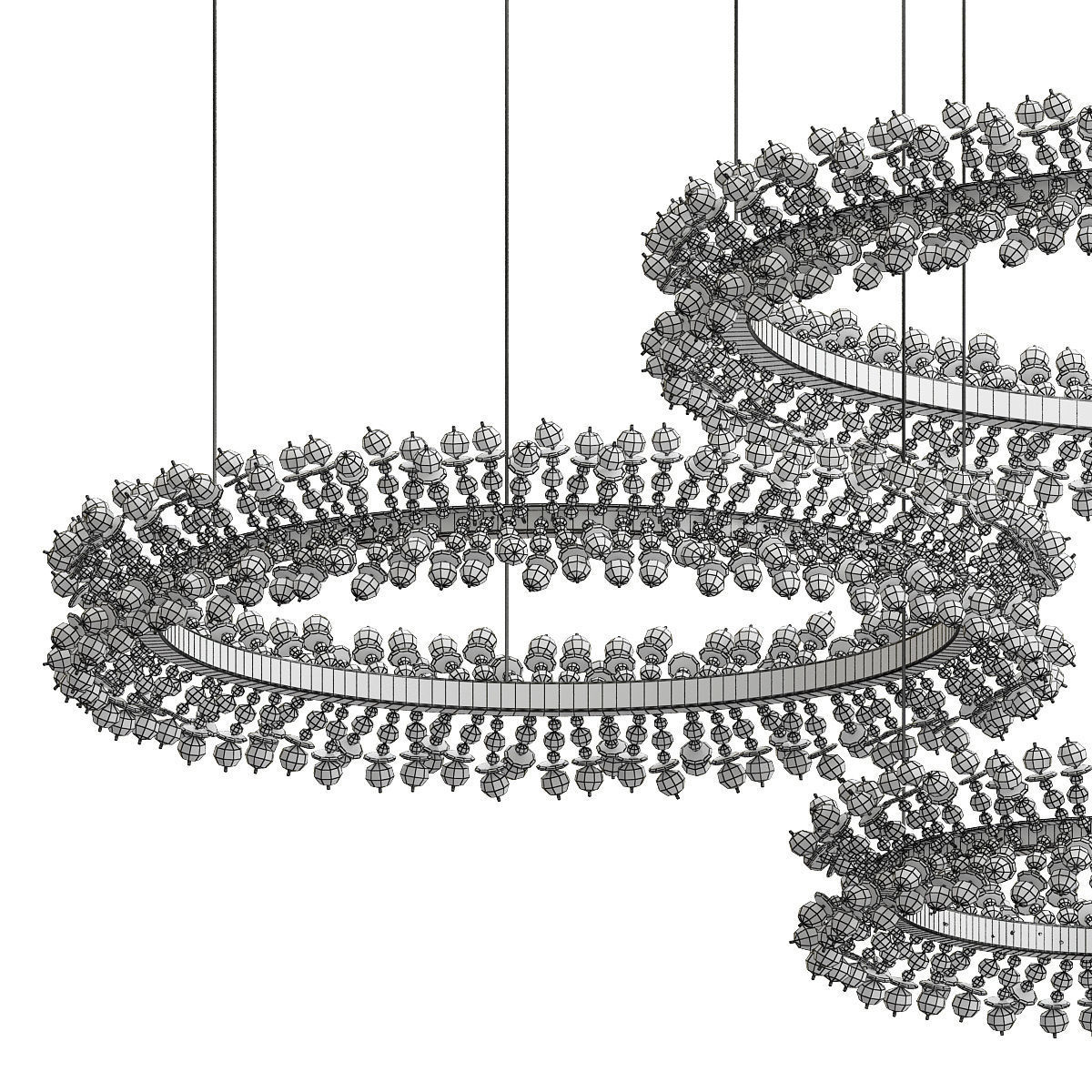Crystal tree tiers chandelier 3D model_1