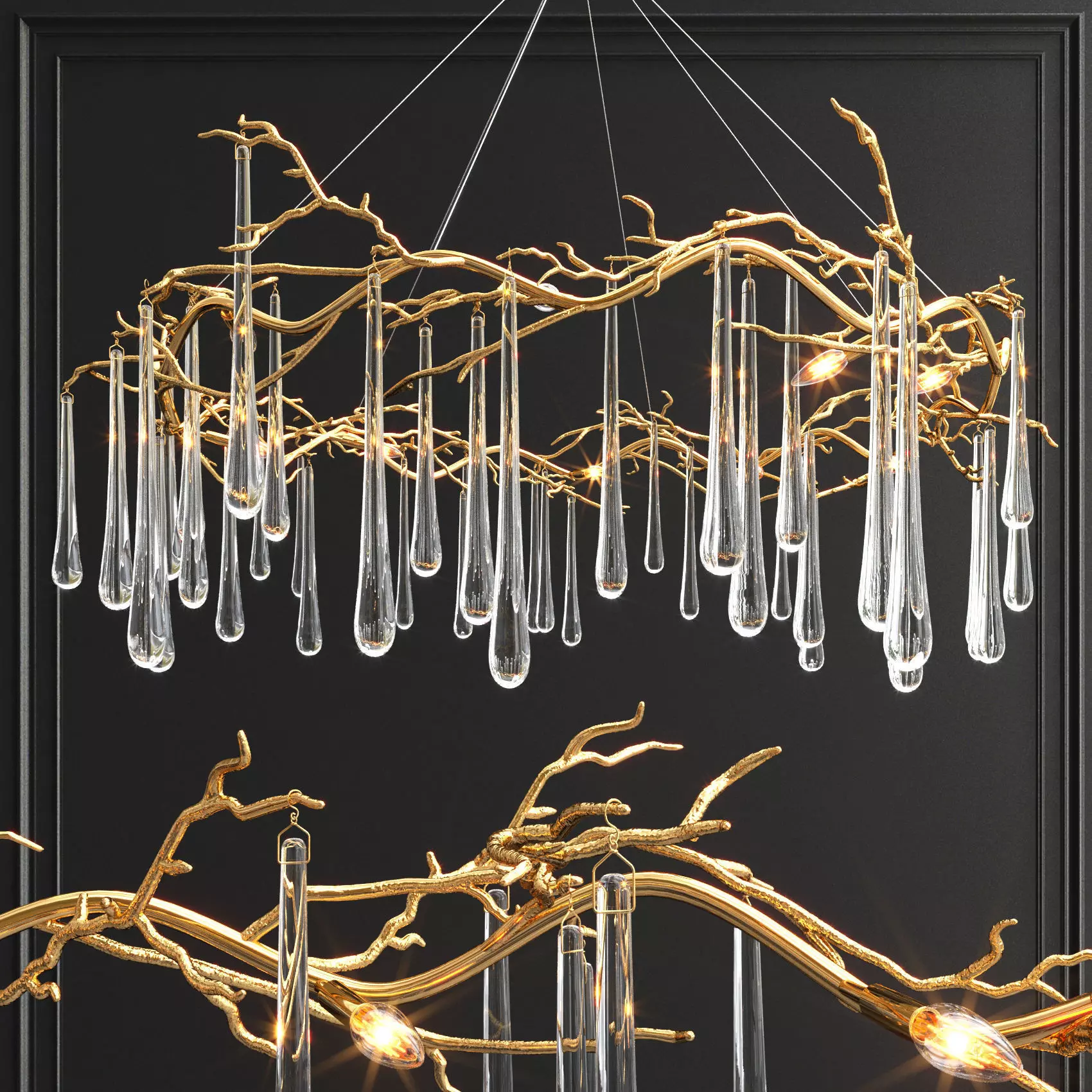 John Richard brass and glass teardrop 3D model_0