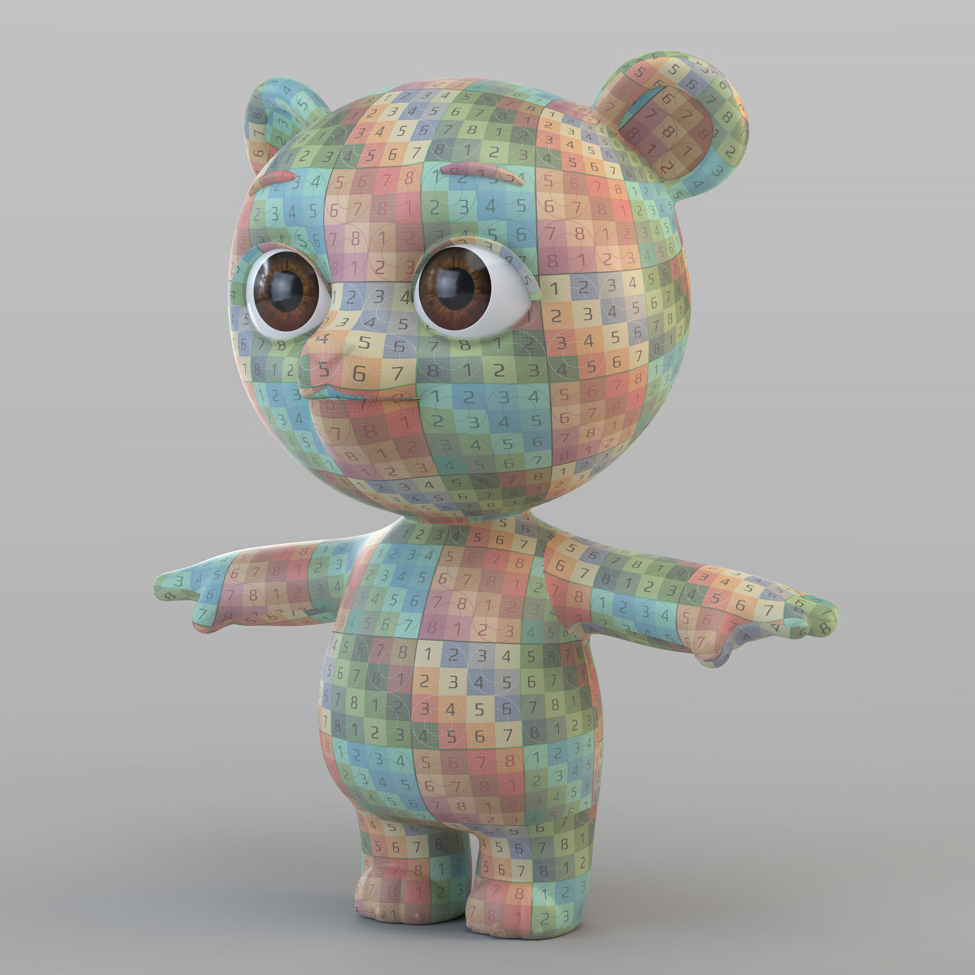 Cartoon Biped Bear 3D model_6
