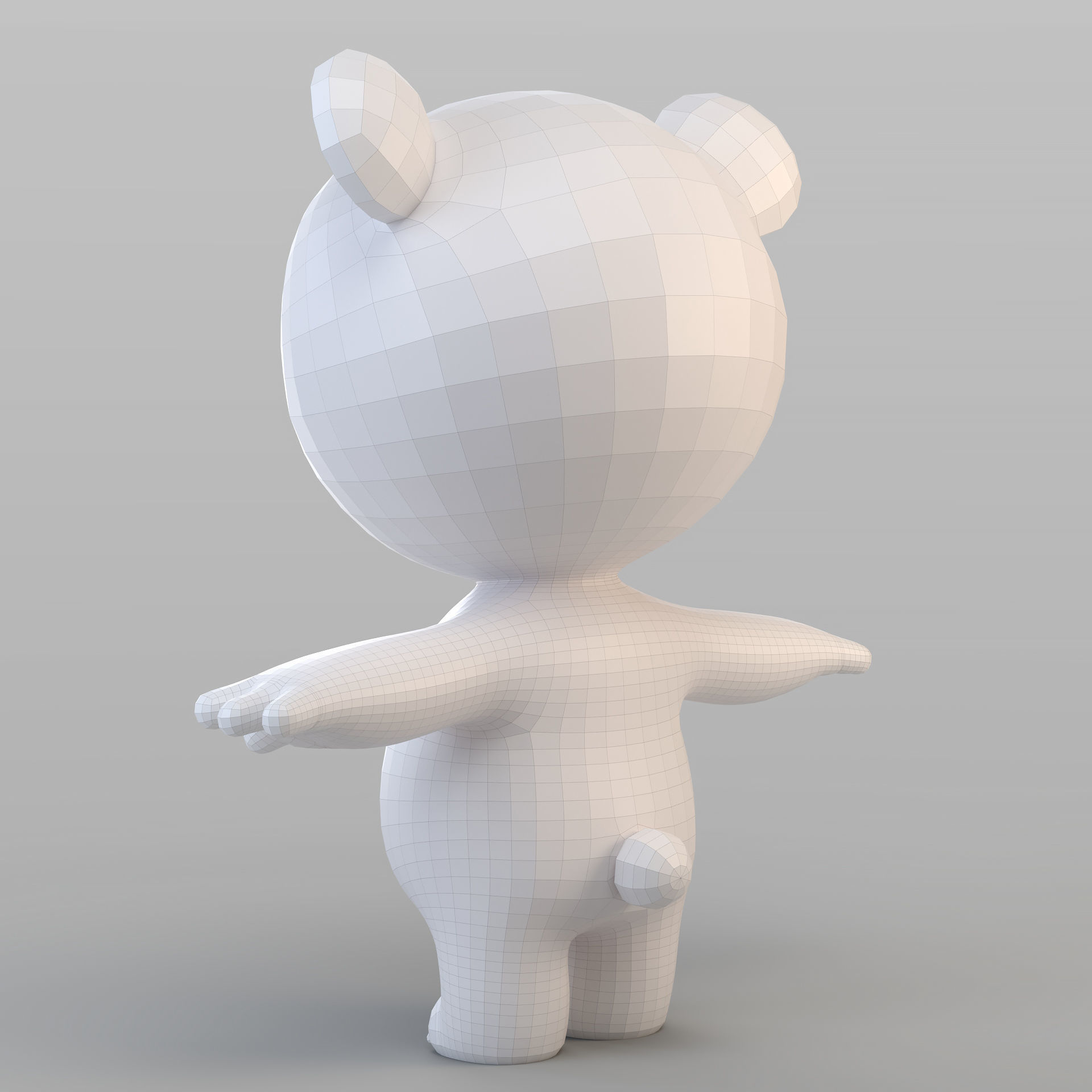 Cartoon Biped Bear 3D model_5