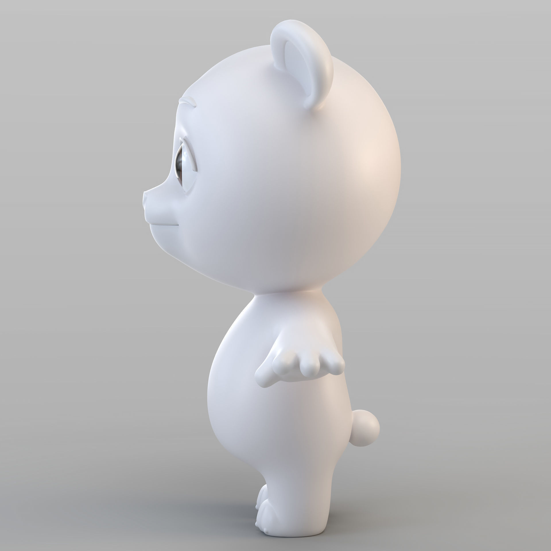 Cartoon Biped Bear 3D model_2
