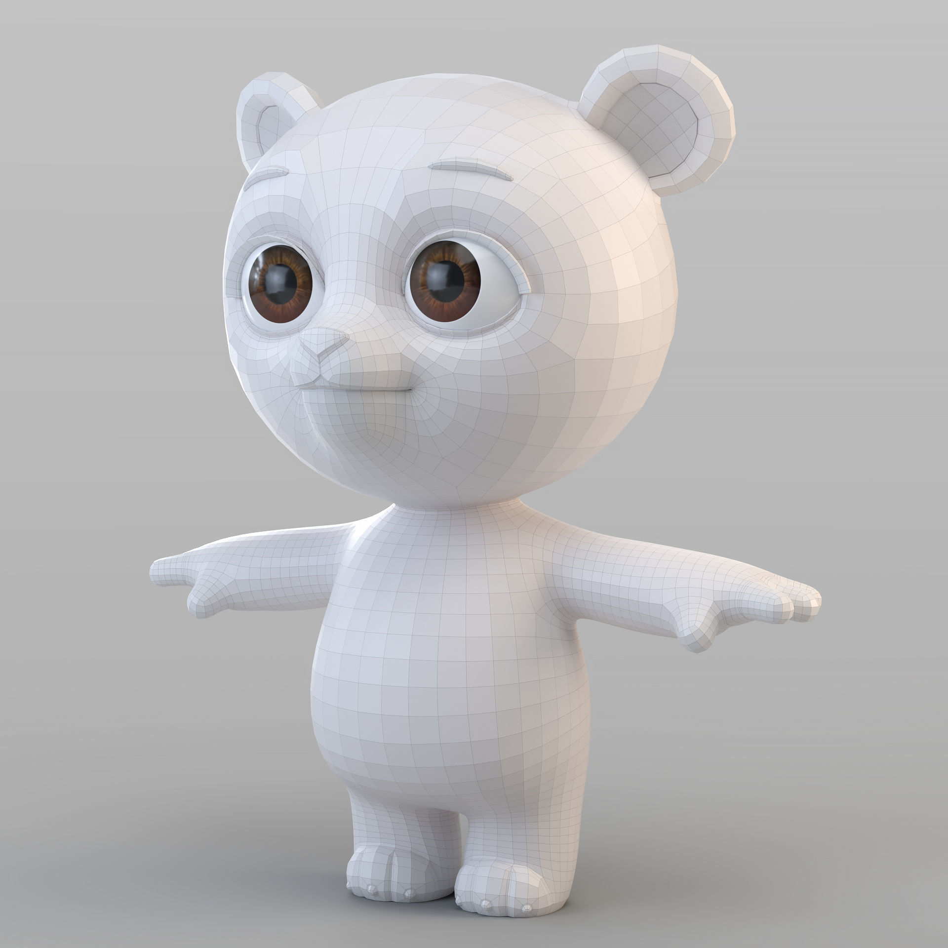Cartoon Biped Bear 3D model_4
