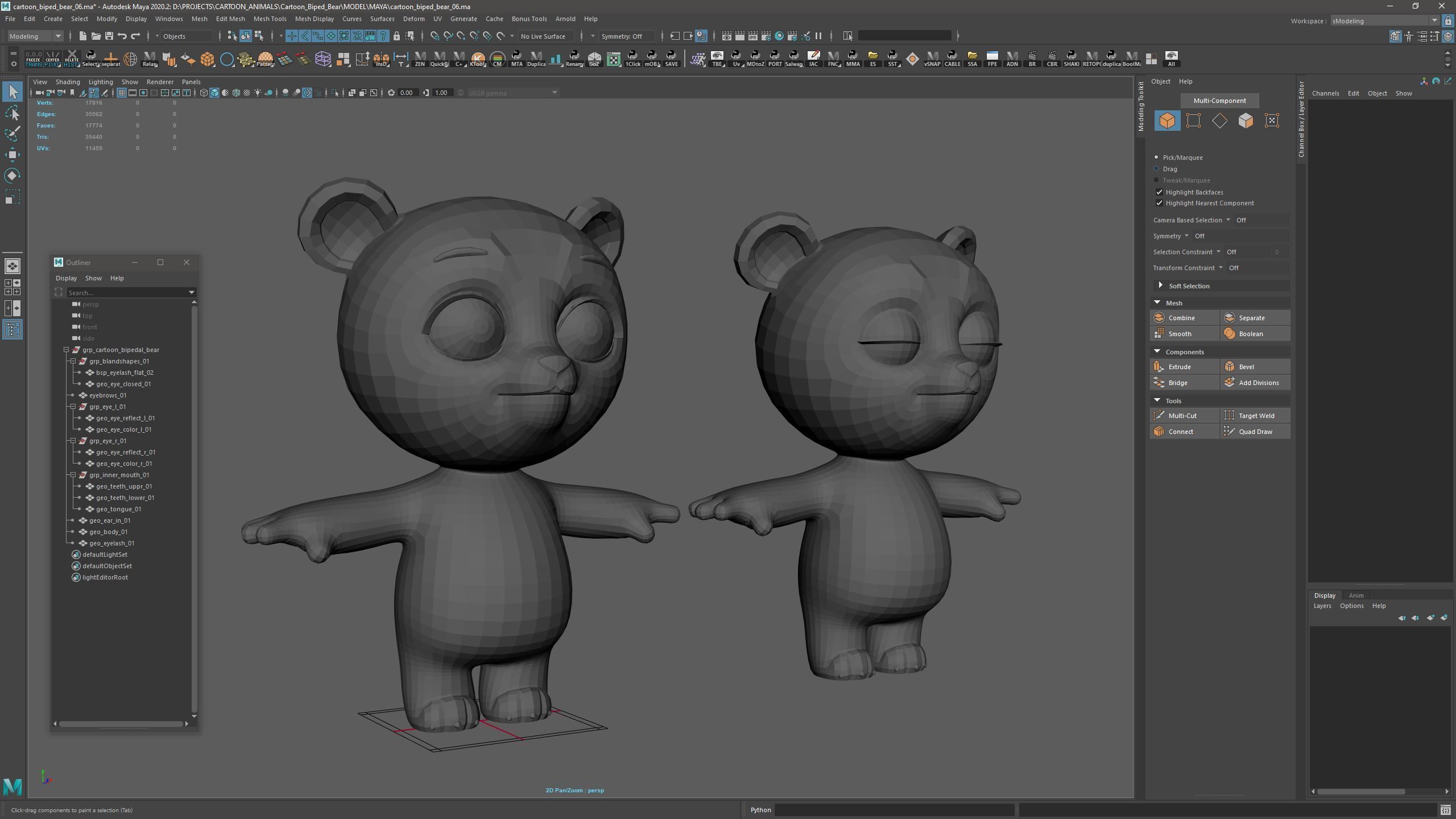 Cartoon Biped Bear 3D model_9