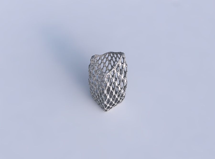 Vase double arc rectangle with bubble grid lattice 3D print model_6