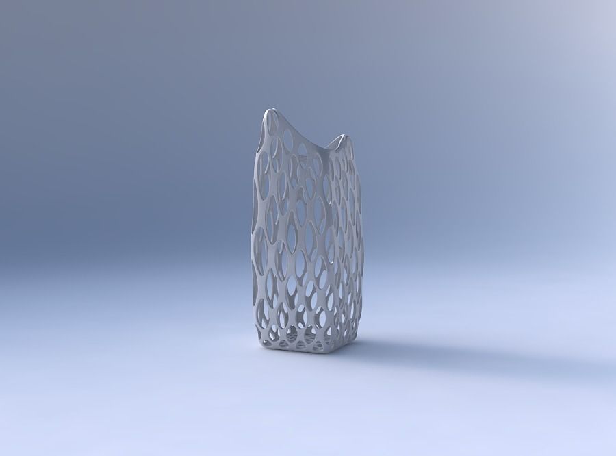 Vase double arc rectangle with bubble grid lattice 3D print model_4