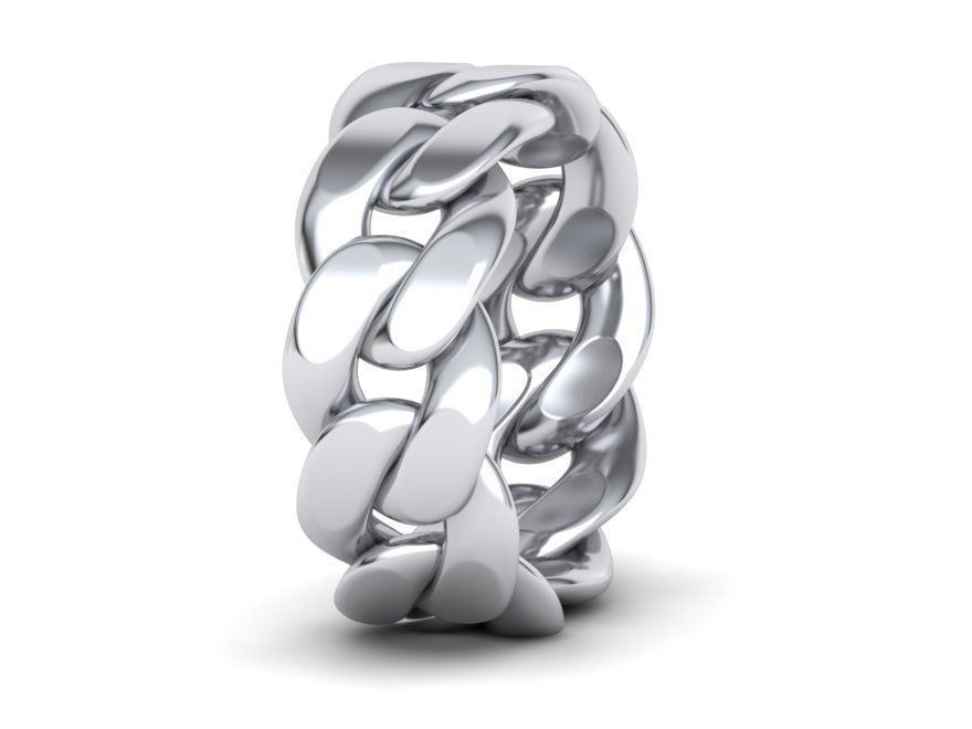 Cuban Link Chain Ring Stackble Ring 10mm wide 3D print model_5