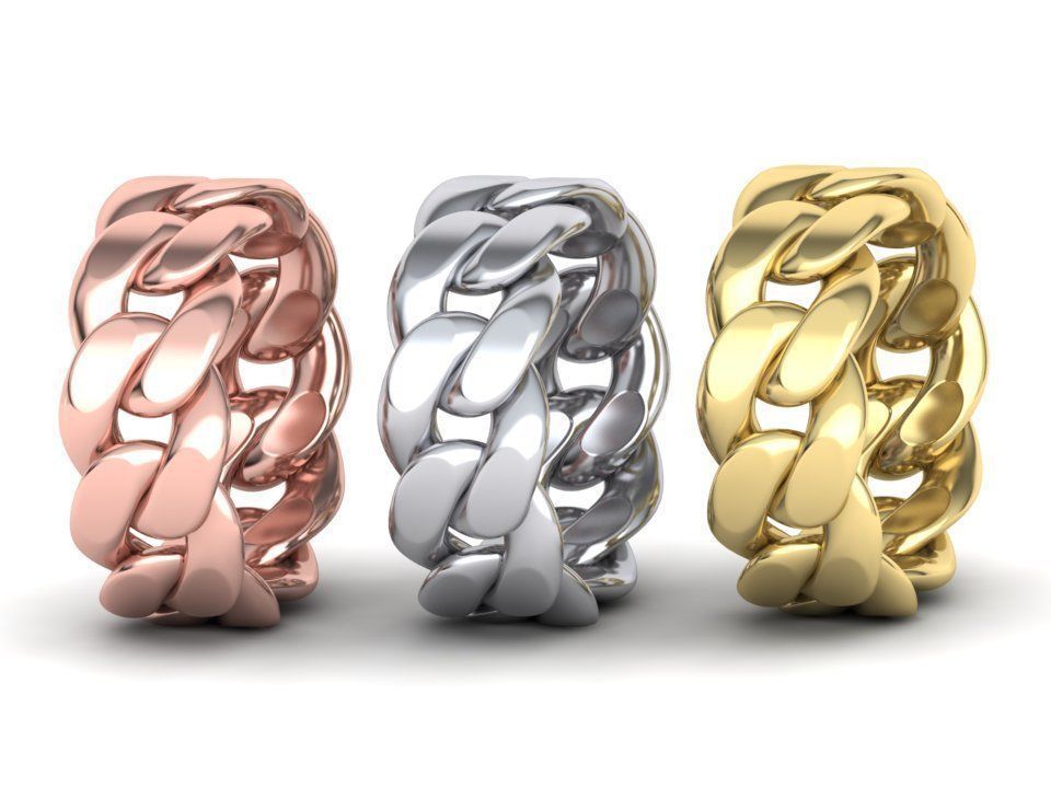 Cuban Link Chain Ring Stackble Ring 10mm wide 3D print model_8