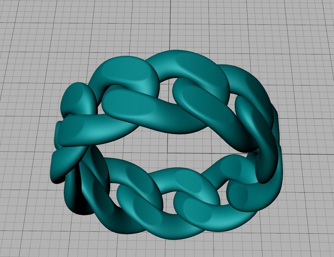 Cuban Link Chain Ring Stackble Ring 10mm wide 3D print model_15