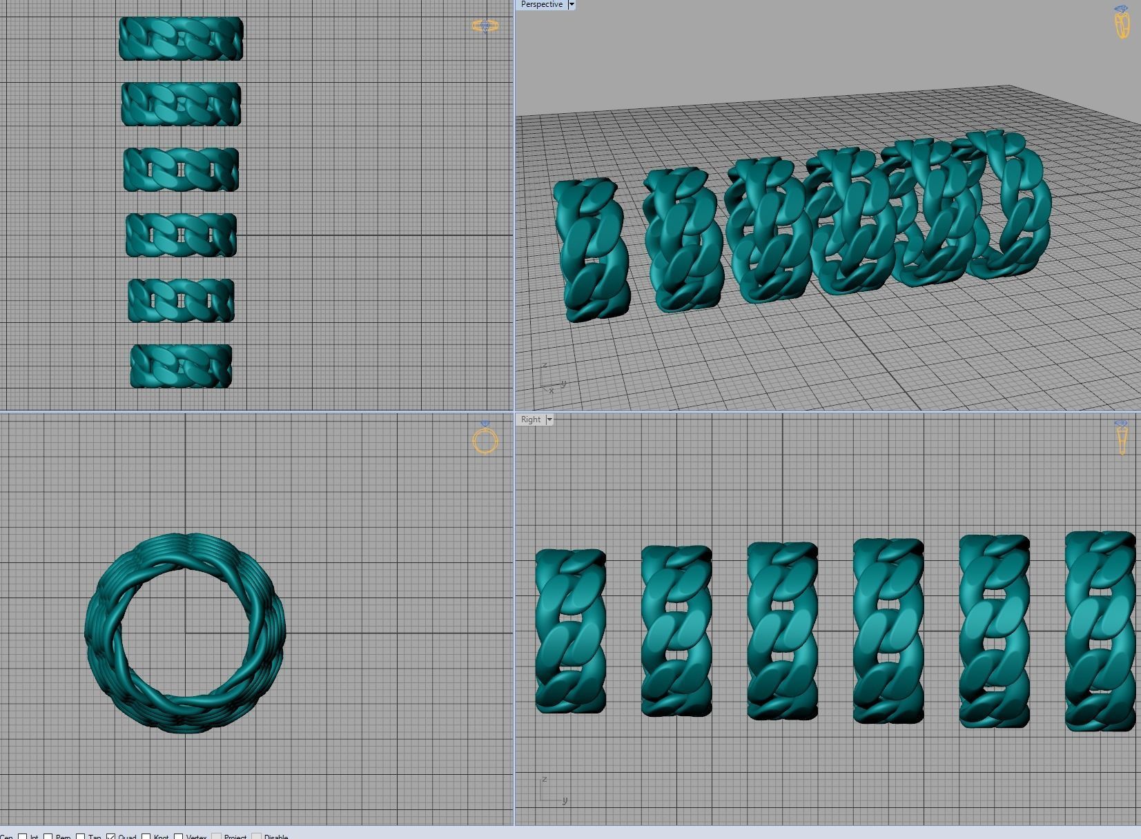 Cuban Link Chain Ring Stackble Ring 10mm wide 3D print model_14