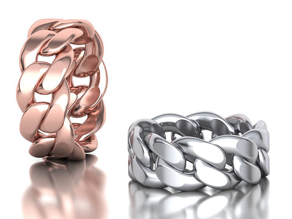 Cuban Link Chain Ring Stackble Ring 10mm wide 3D print model_1