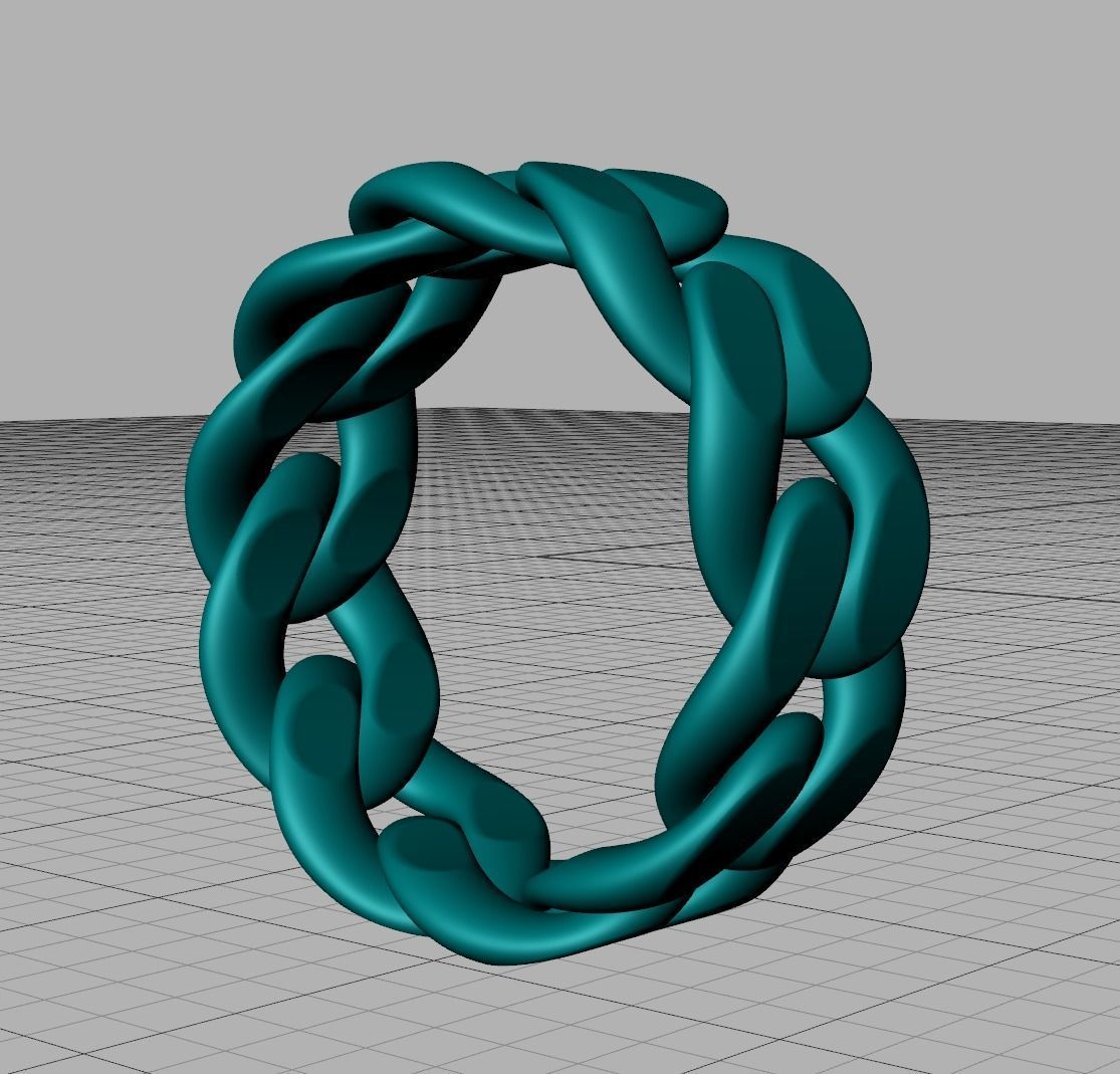 Cuban Link Chain Ring Stackble Ring 10mm wide 3D print model_16