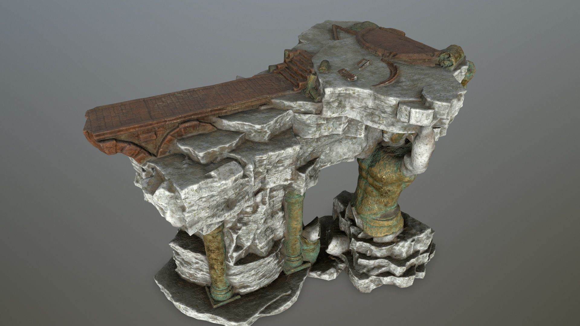 old temple Low-poly 3D model_8