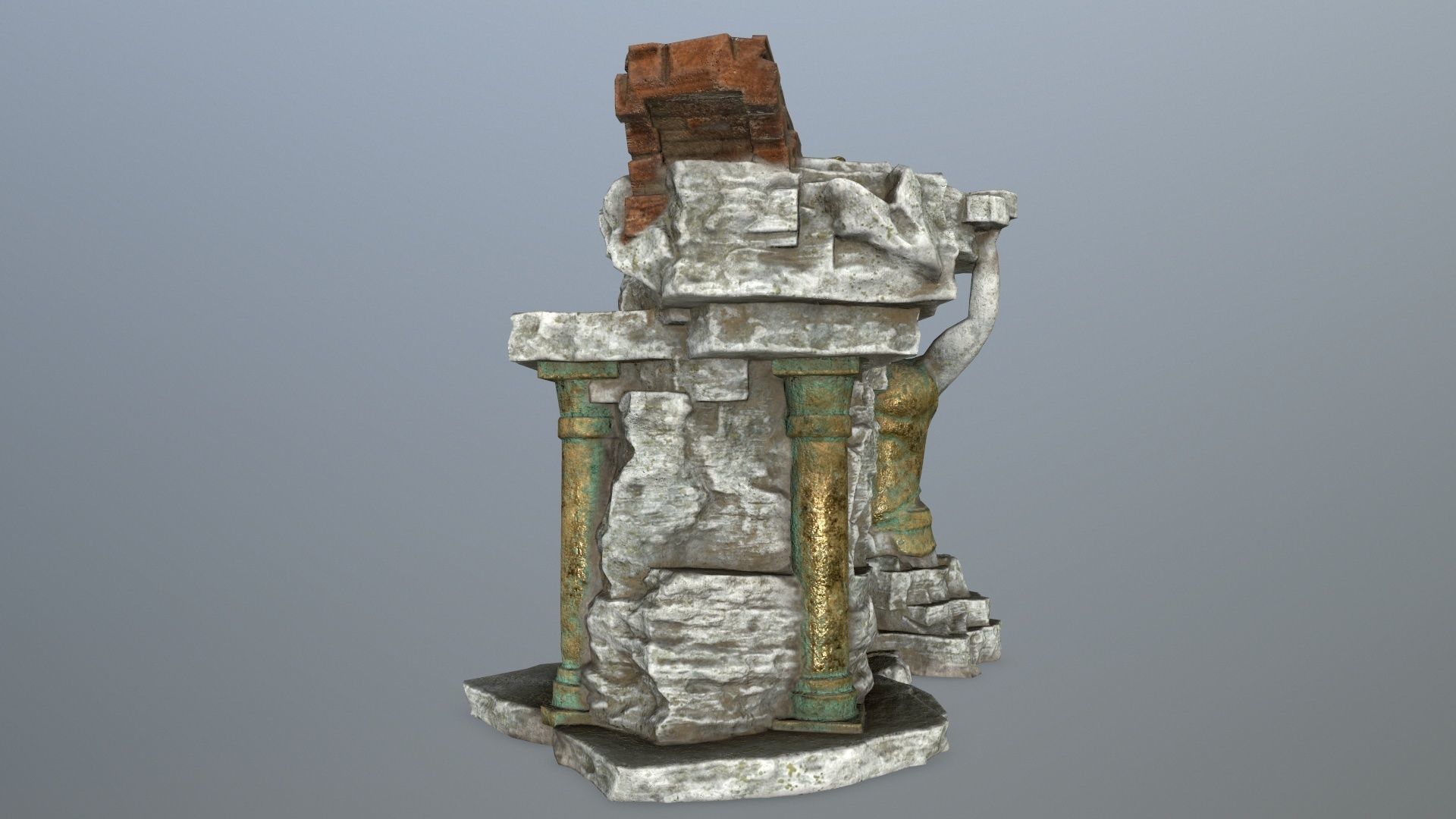 old temple Low-poly 3D model_7
