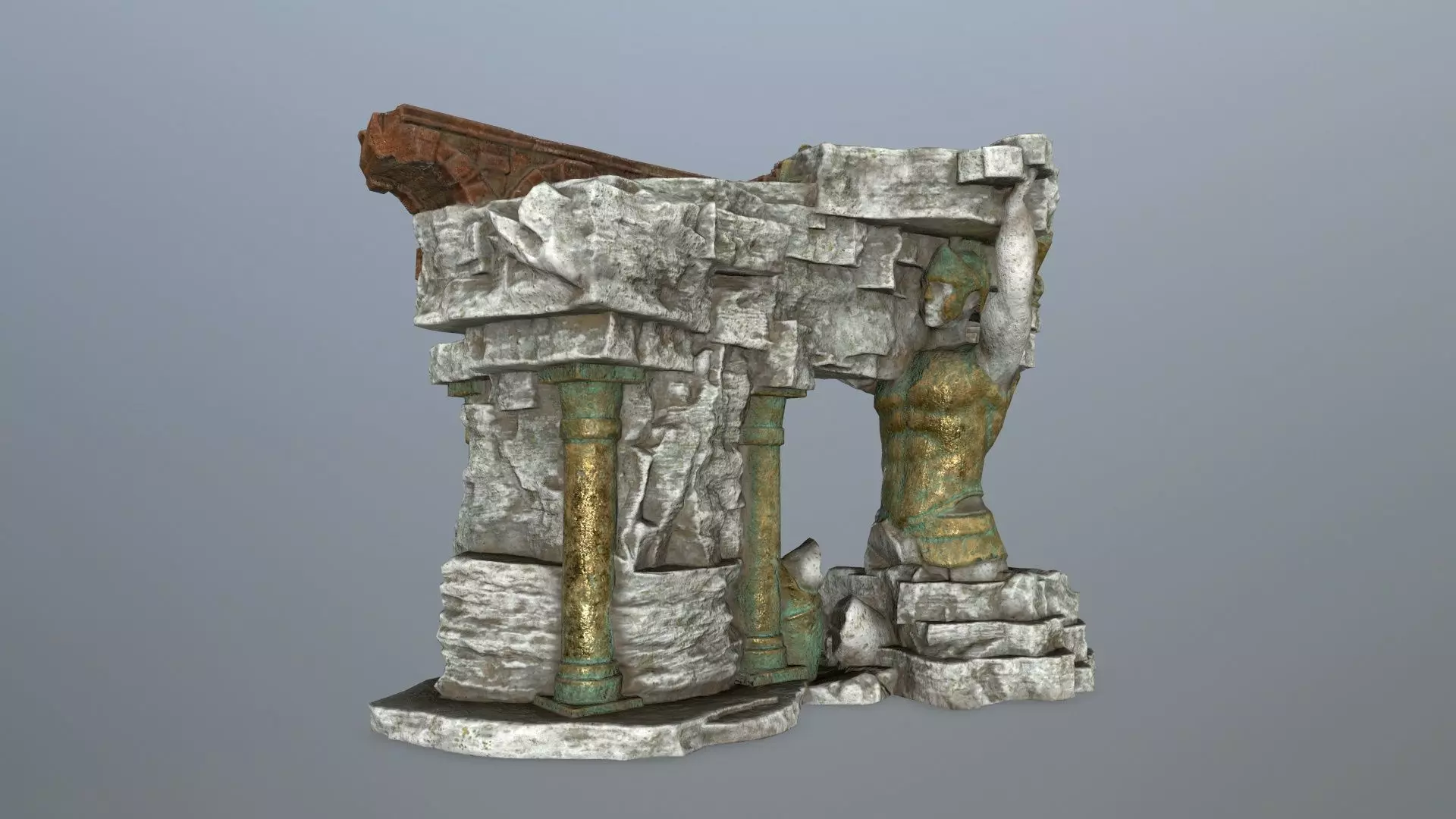 old temple Low-poly 3D model_0