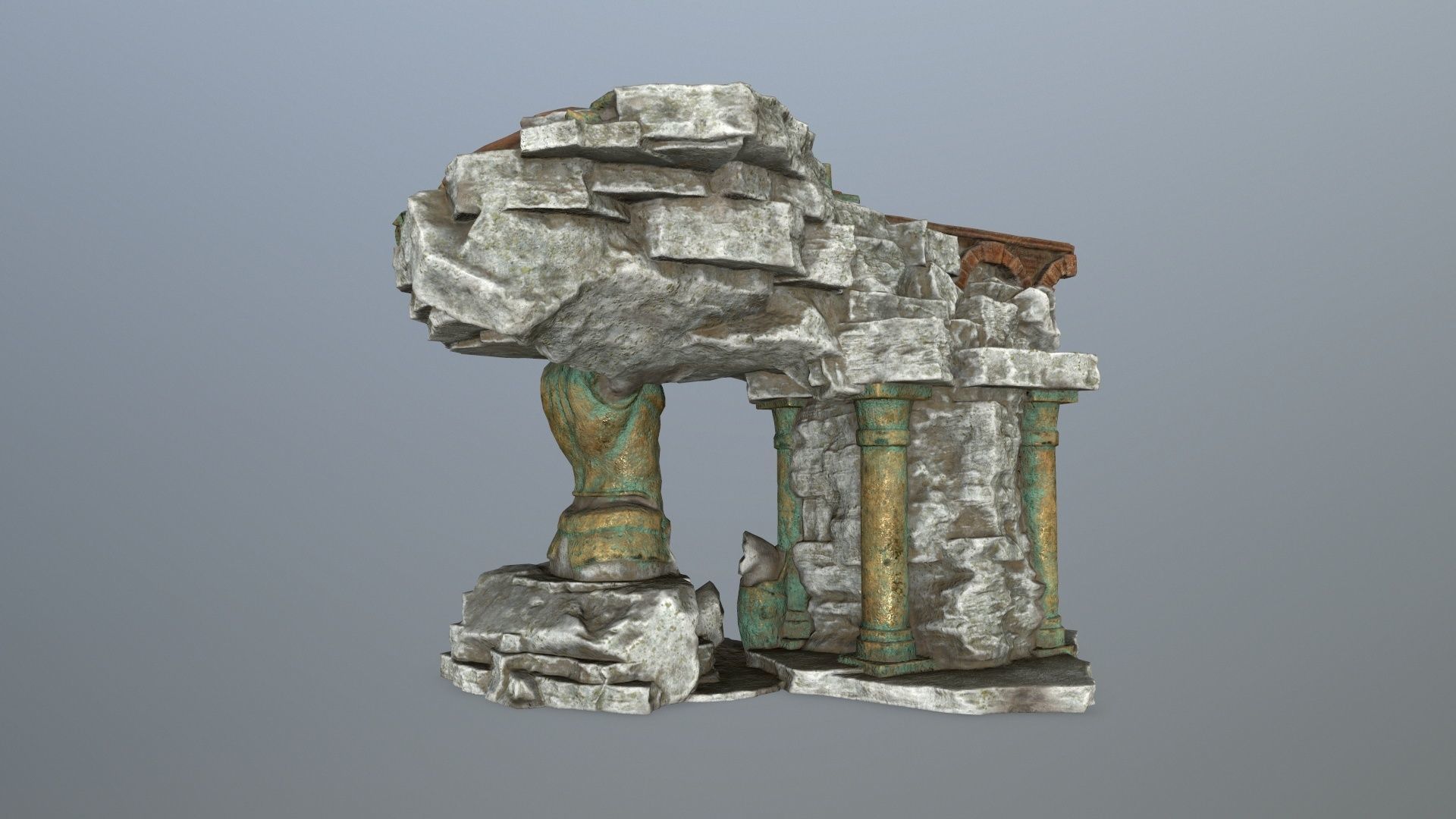 old temple Low-poly 3D model_4