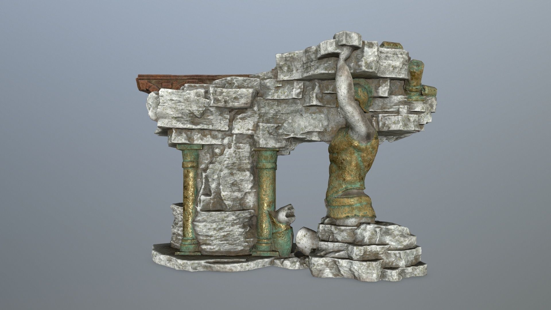 old temple Low-poly 3D model_1