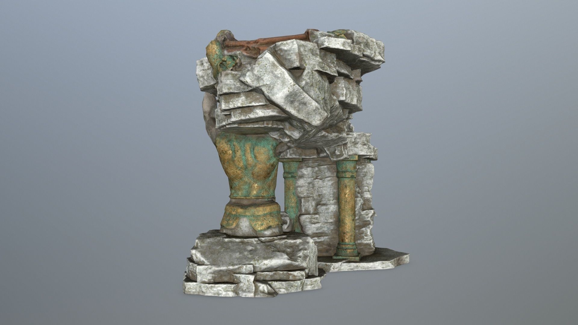 old temple Low-poly 3D model_3