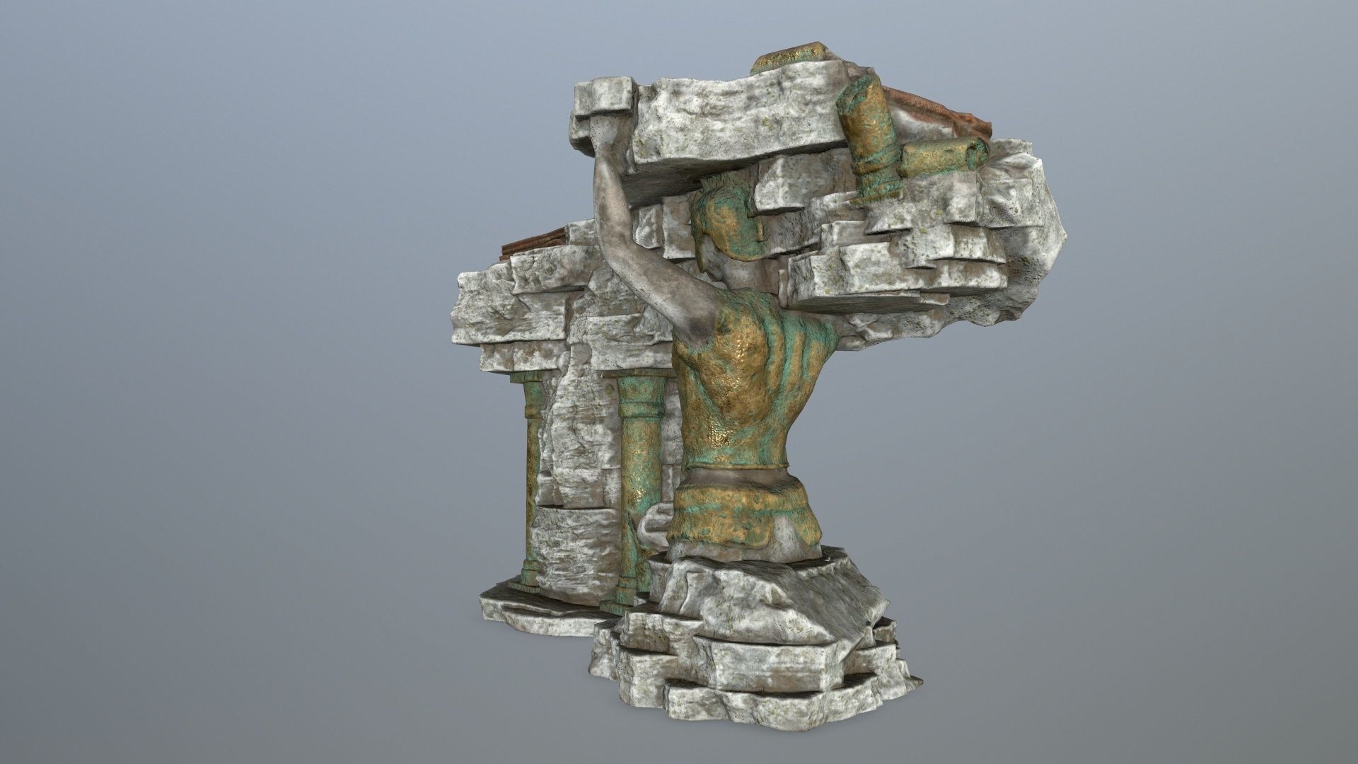 old temple Low-poly 3D model_2