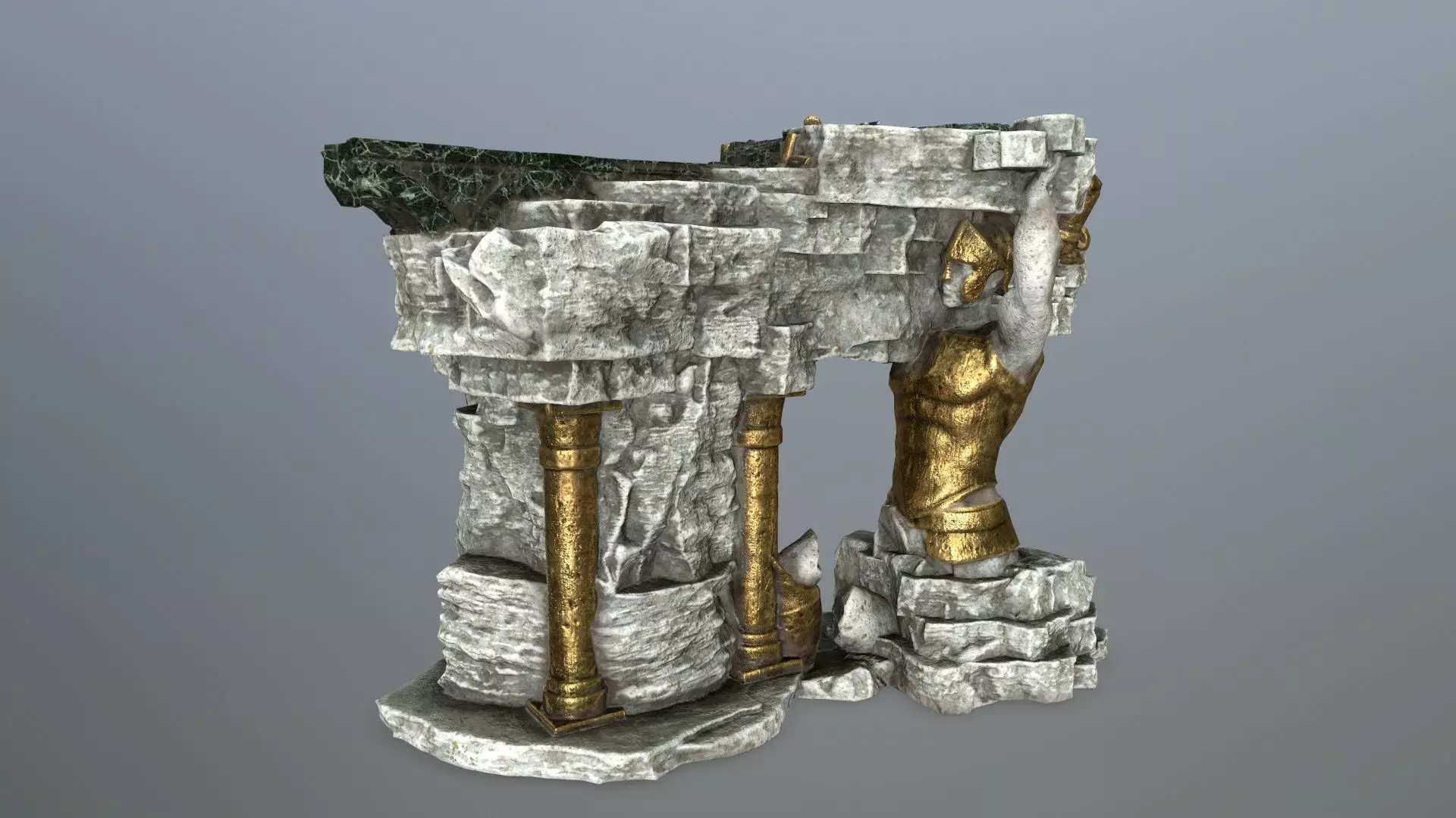 temple statue Low-poly 3D model