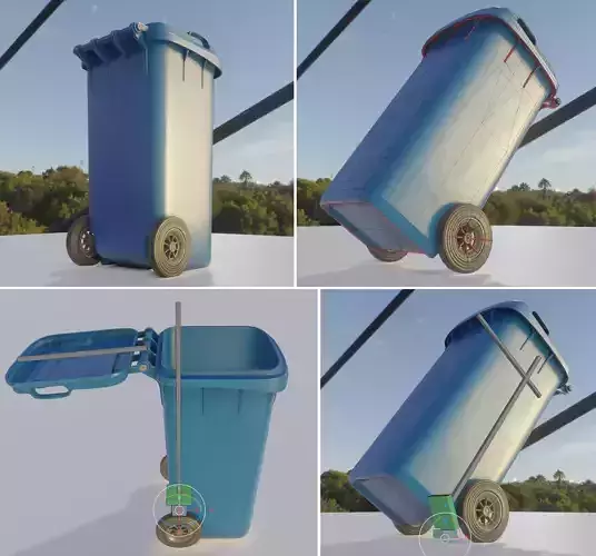 Rigged Garbage Can 120L Blue for Waste Paper -Low-Poly-Version- Low-poly 3D model Rigged Garbage Can 120L Blue for Waste Paper -Low-Poly-Version- Low-poly 3D model