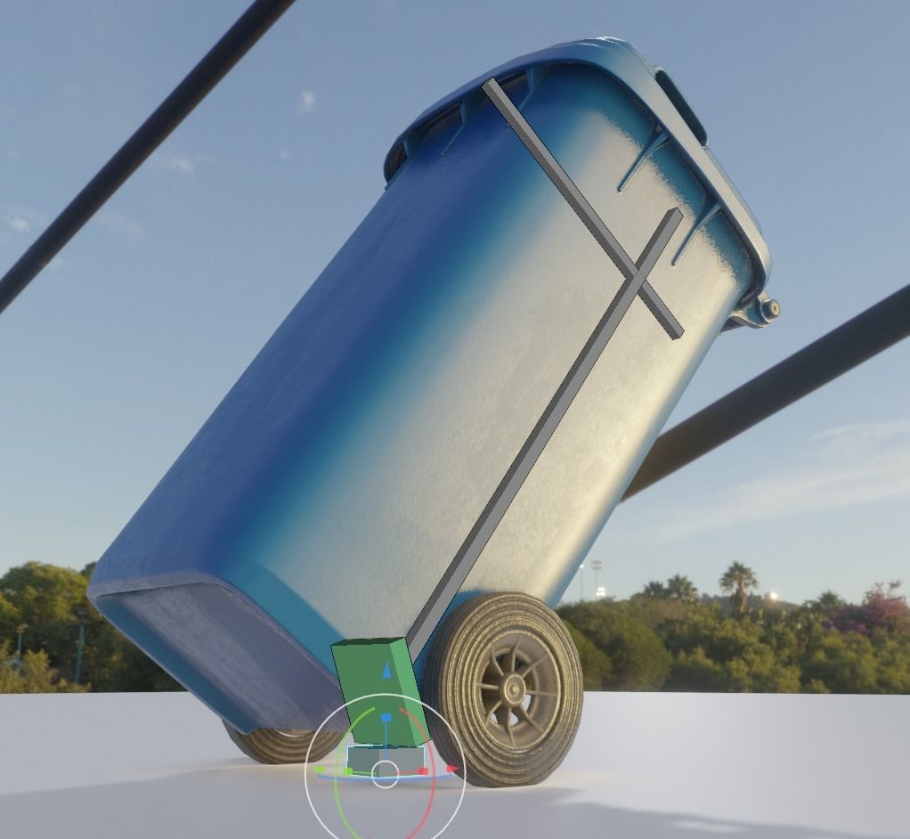 Rigged Garbage Can 120L Blue for Waste Paper -Low-Poly-Version- Low-poly 3D model_5