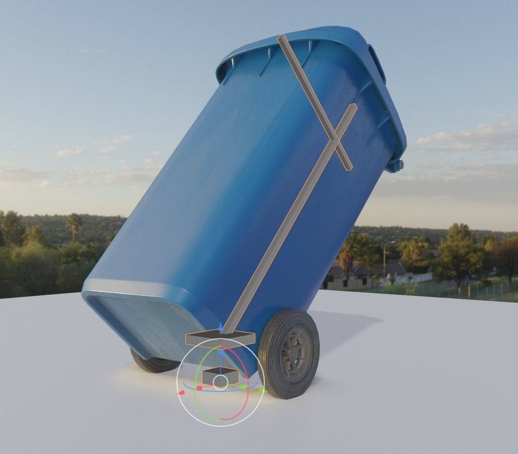 Rigged Garbage Can 120L Blue for Waste Paper -Low-Poly-Version- Low-poly 3D model_2
