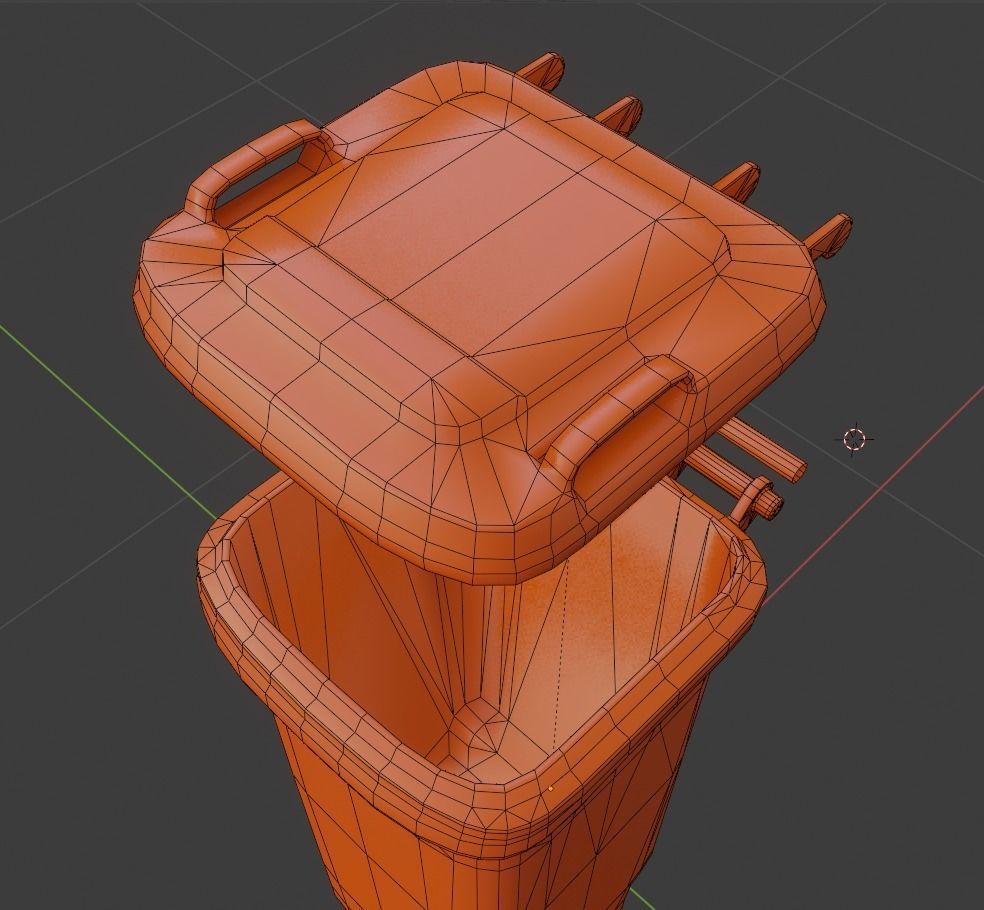 Rigged Garbage Can 120L Blue for Waste Paper -Low-Poly-Version- Low-poly 3D model_68