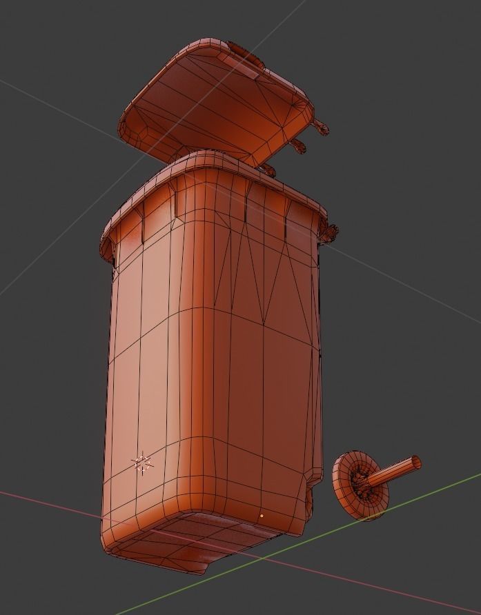 Rigged Garbage Can 120L Blue for Waste Paper -Low-Poly-Version- Low-poly 3D model_69