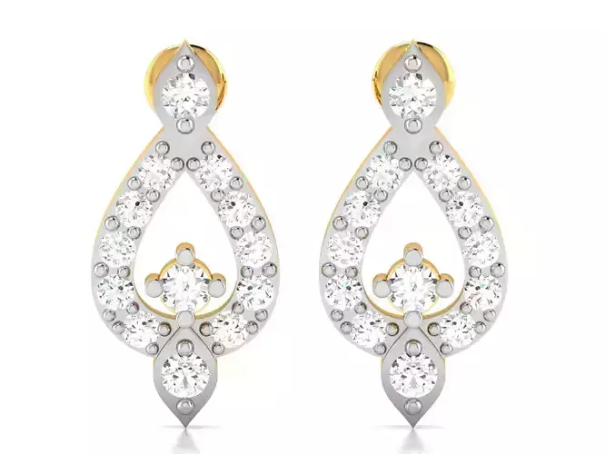 Earrings-2885 gold earring with diamonds 3D print model