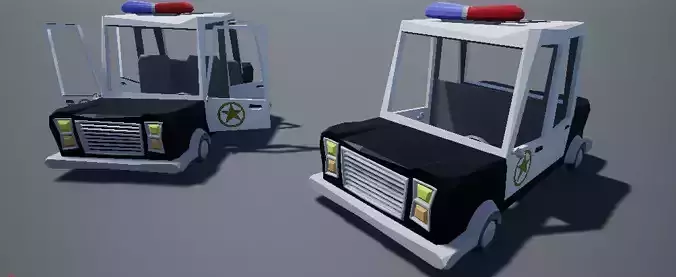 Cartoony Stylized Police Car Low Poly