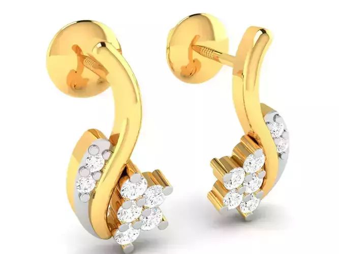 Earrings-2876 two diamond earrings gold