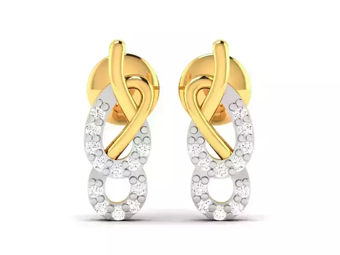 Earrings-2874 two diamond earrings gold