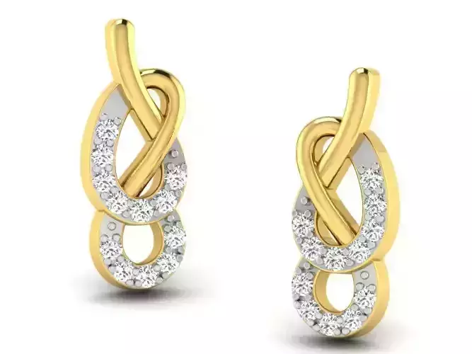 Earrings-2874 two diamond earrings gold