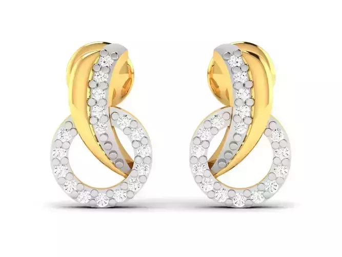 Earrings-2872 pair of diamond earrings gold and gold