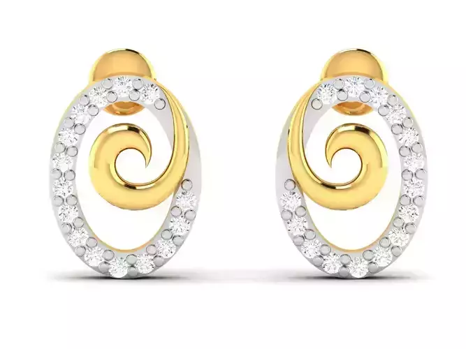 Earrings-2868 gold and diamond swirl earring