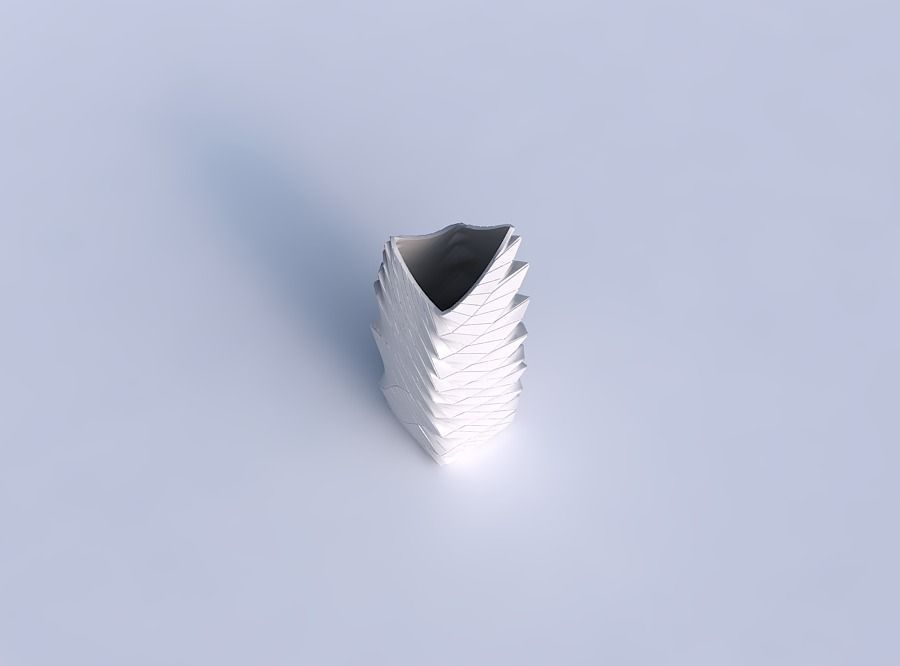Vase double arc rectangle with distorted and twisted grid plates 3D print model_1
