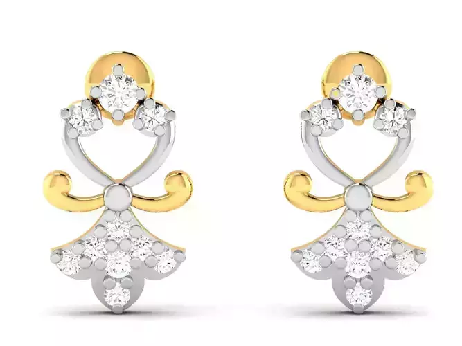 Earrings-2863 pair of diamond earrings gold and gold