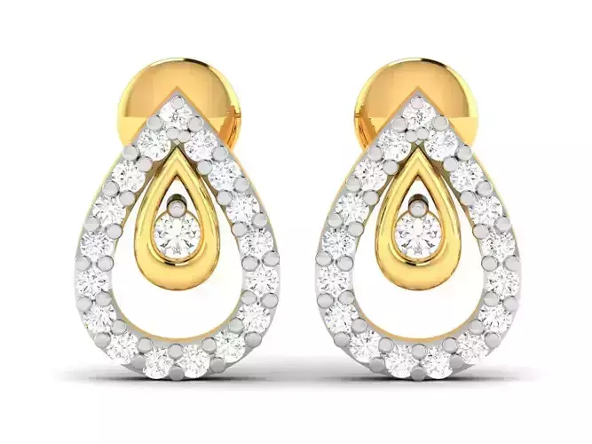Earrings-2862 pair of earrings with diamonds in shape of teardrop