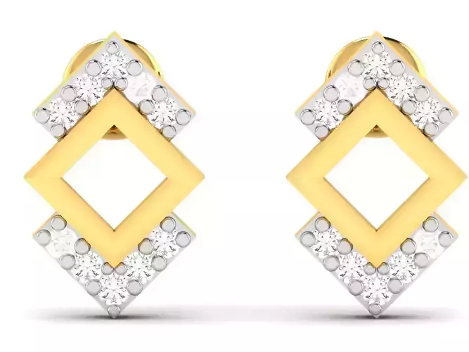 Earrings-2861 pair of diamond earrings gold