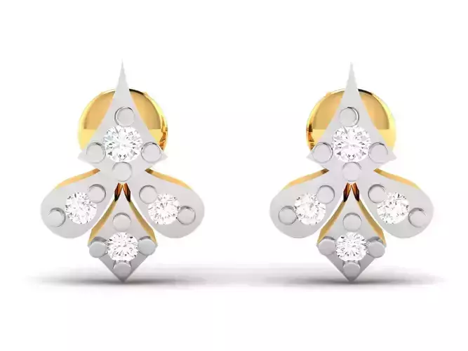 Earrings-2857 pair of diamond earrings gold and gold