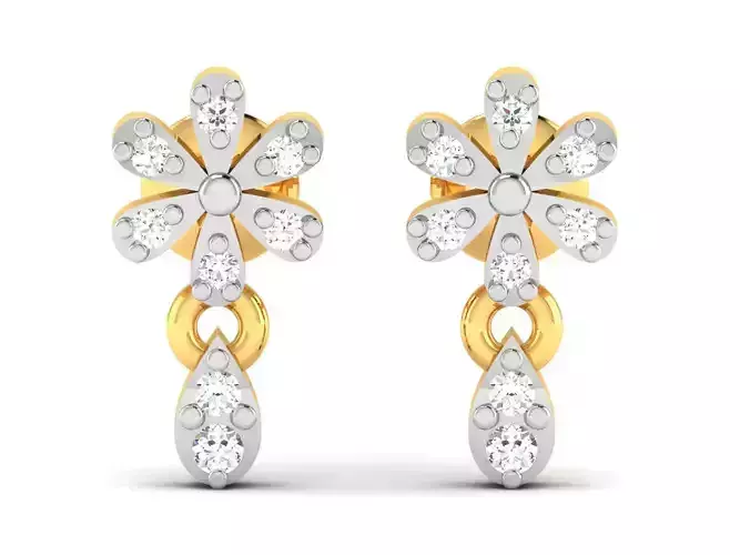 Earrings-2855 diamond flower earring in gold