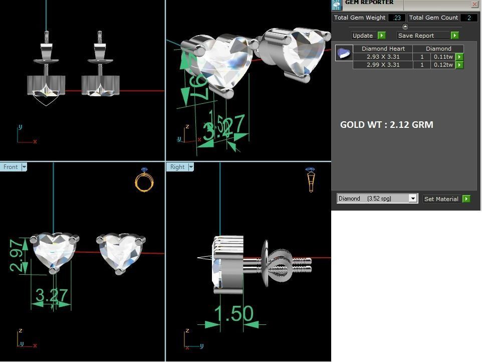 Earrings-2846 diamond stud earring 3D print model_3