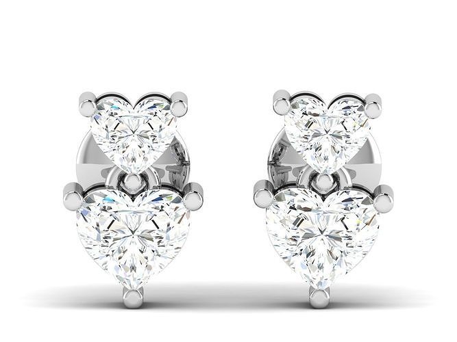 Earrings-2845 two heart shaped diamond earrings 3D print model