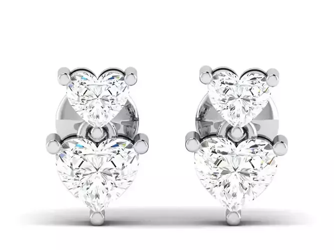 Earrings-2845 two heart shaped diamond earrings 3D print model