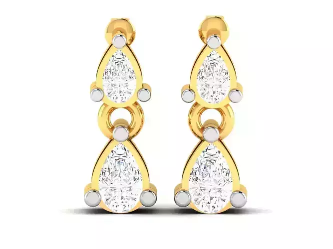 Earrings-2842 pear shaped diamond earrings gold 3D print model