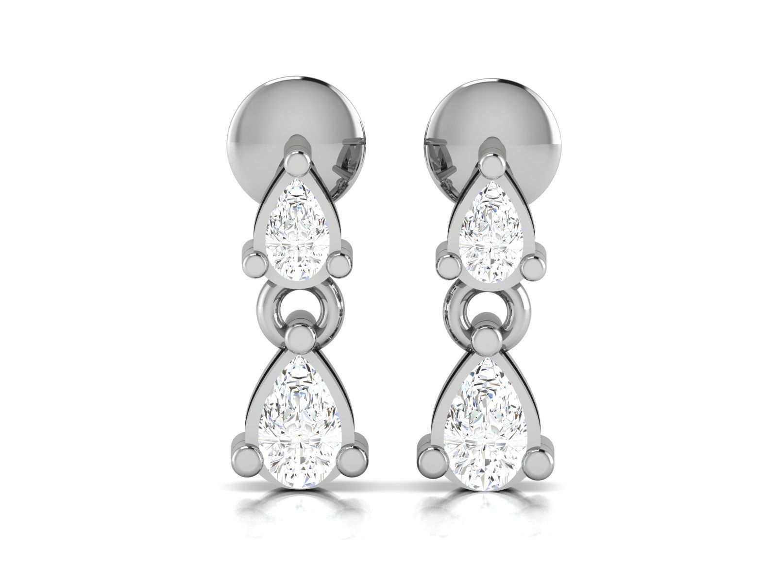 Earrings-2842 pear shaped diamond earrings gold 3D print model_8
