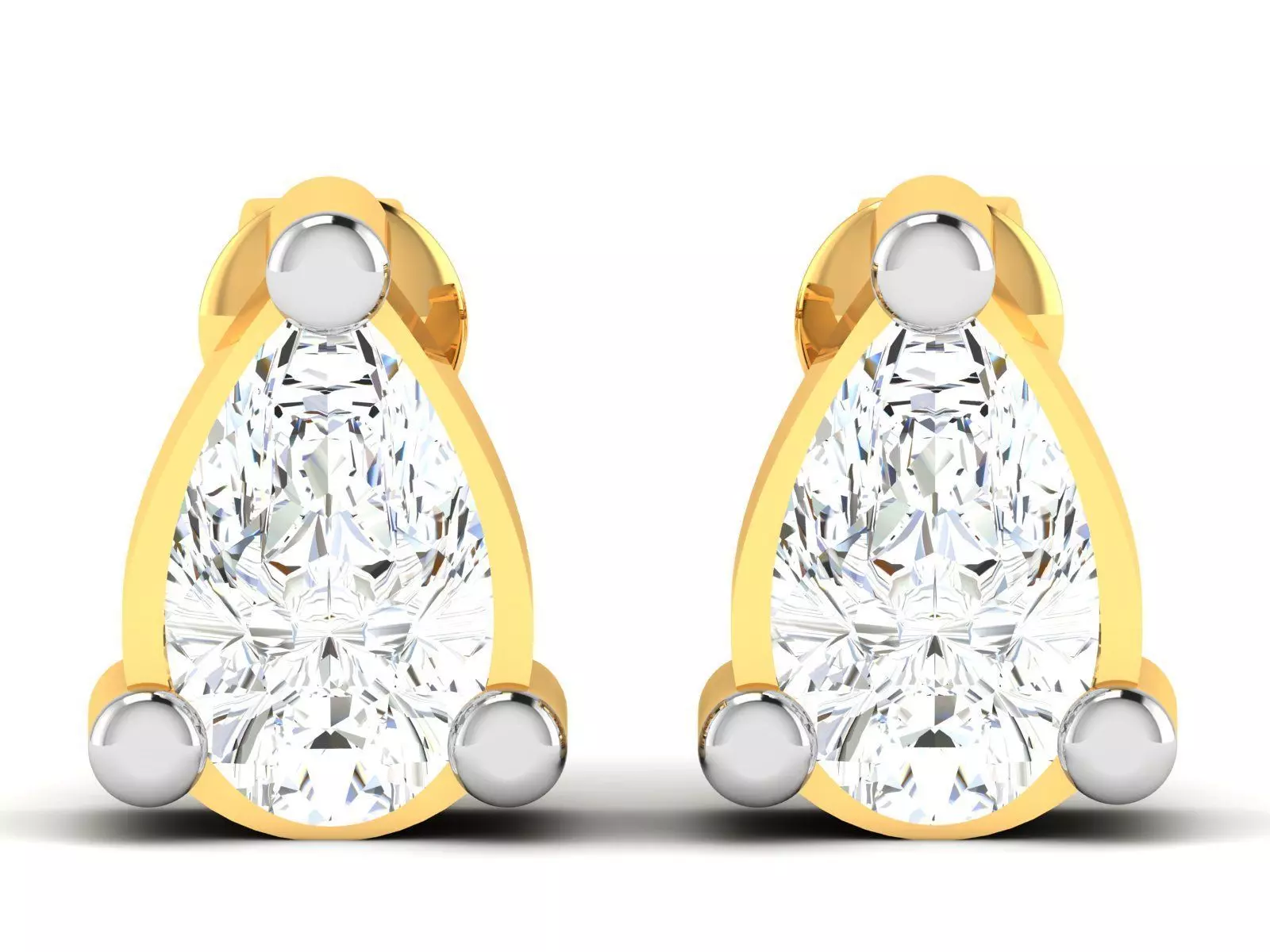 Earrings-2841 diamond stud earring gold 3D print model_0