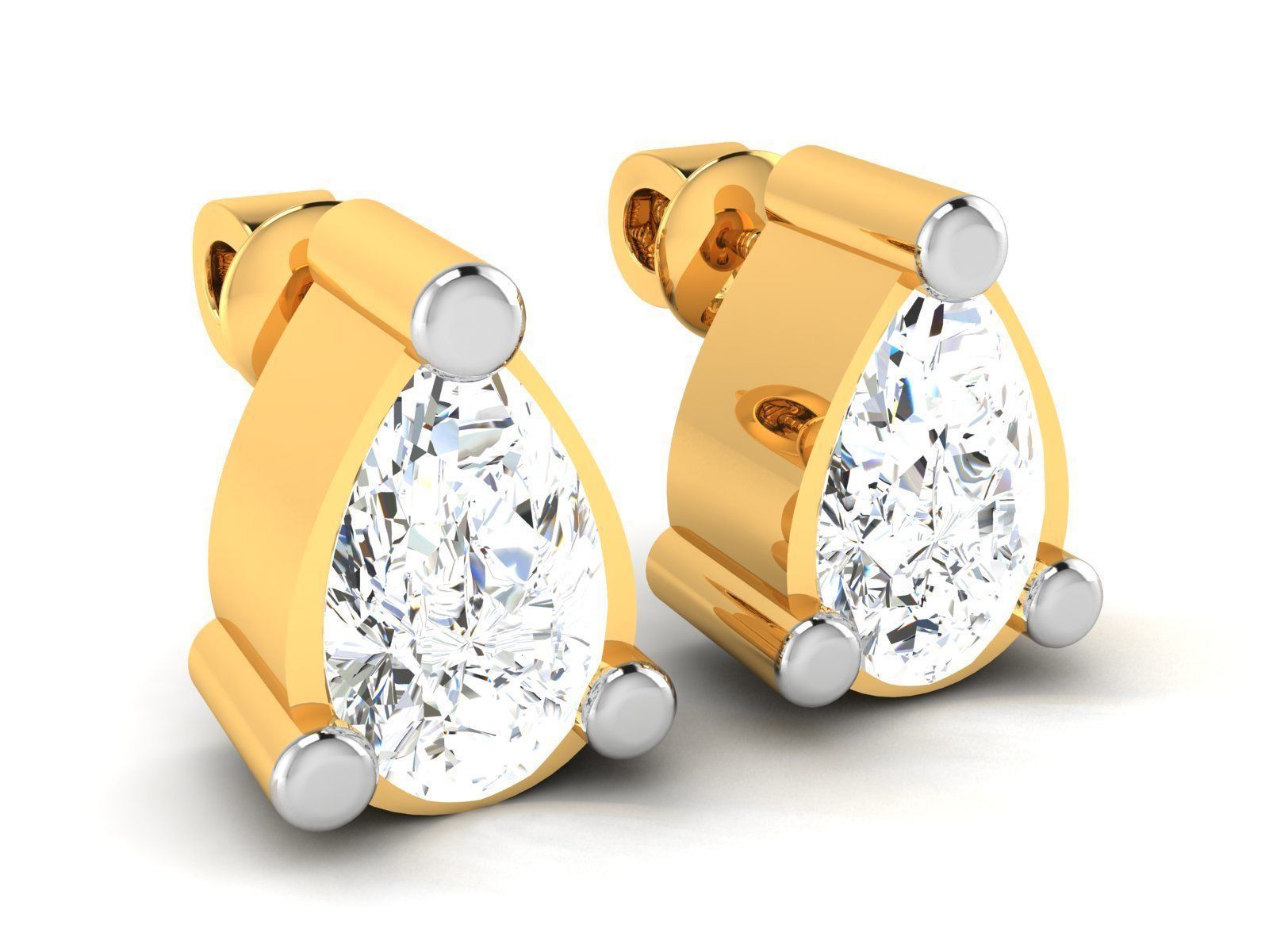 Earrings-2841 diamond stud earring gold 3D print model_2